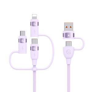 USAMS US-SJ645 U85 PD100W A+C to C+L+M 6-in-1 Fast Charging Cable 1.2m - Purple