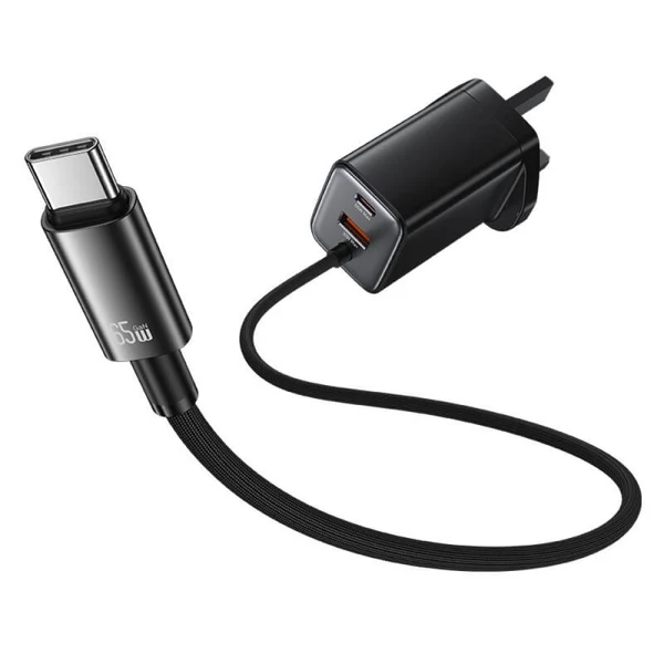 USAMS CC280 65W GaN ACC 3-port Fast Charger with Type-C Cable (UK) - JC Series - Image 2