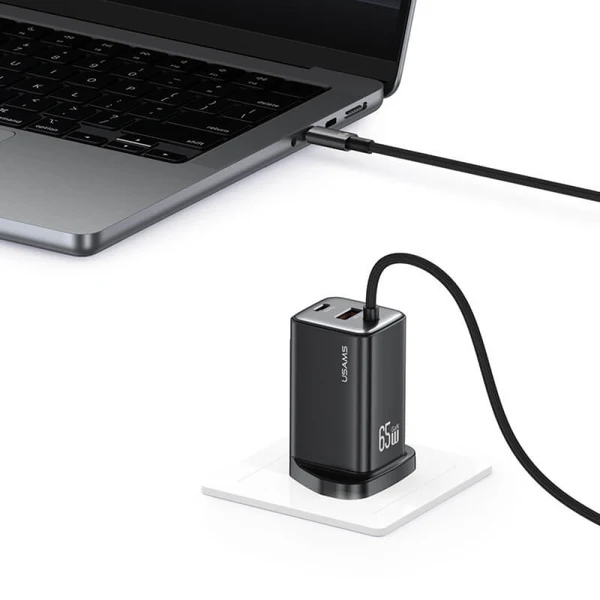 USAMS CC280 65W GaN ACC 3-port Fast Charger with Type-C Cable (UK) - JC Series - Image 4