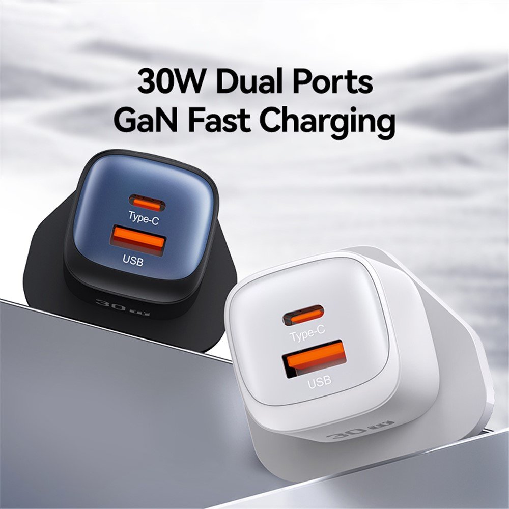 USAMS CC256 30W A+C GAN Dual Ports GaN Fast Charger (UK) - HC Series - Image 2