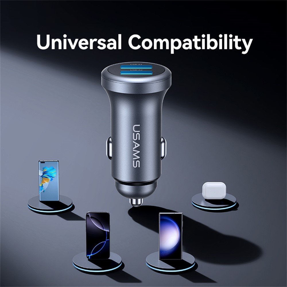 USAMS CC320 2.4A Dual USB Ports Aluminum Alloy Car Charger - Image 10