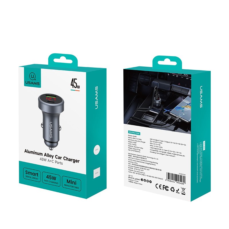 USAMS CC327 45W A+C Ports Aluminum Alloy Car Charger - Image 10