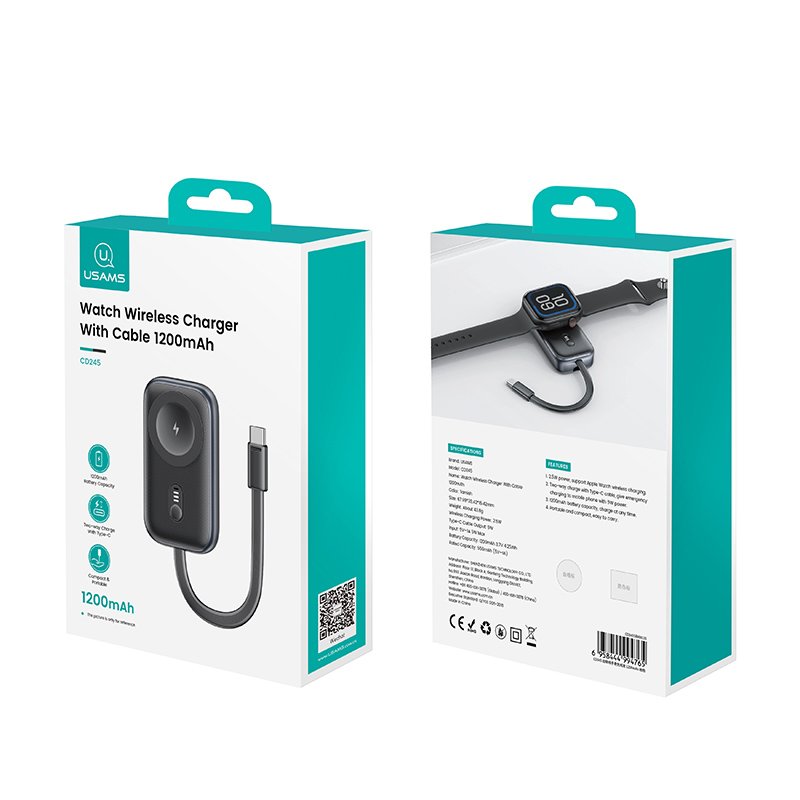 USAMS CD245 Watch Wireless Charger with 1200mAh Power Bank - Image 11