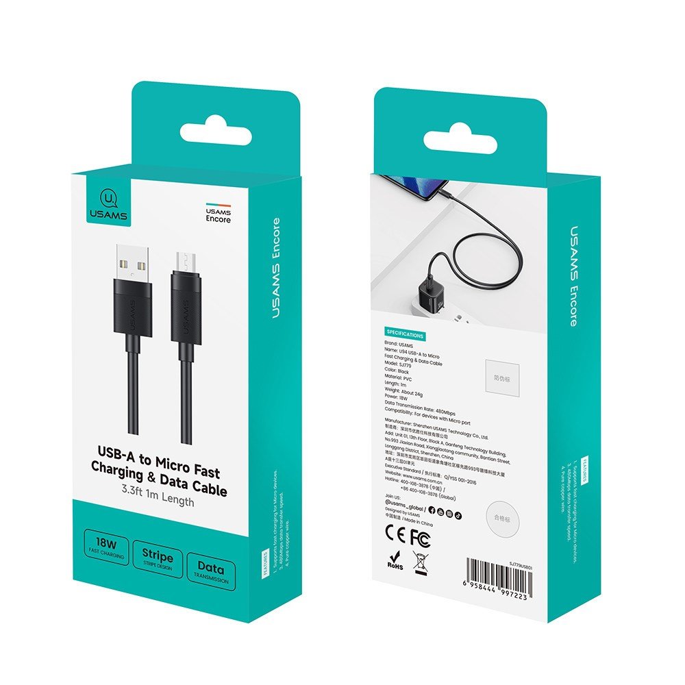 USAMS SJ779 U94 USB-A to Micro 2A Fast Charging Cable - Image 10