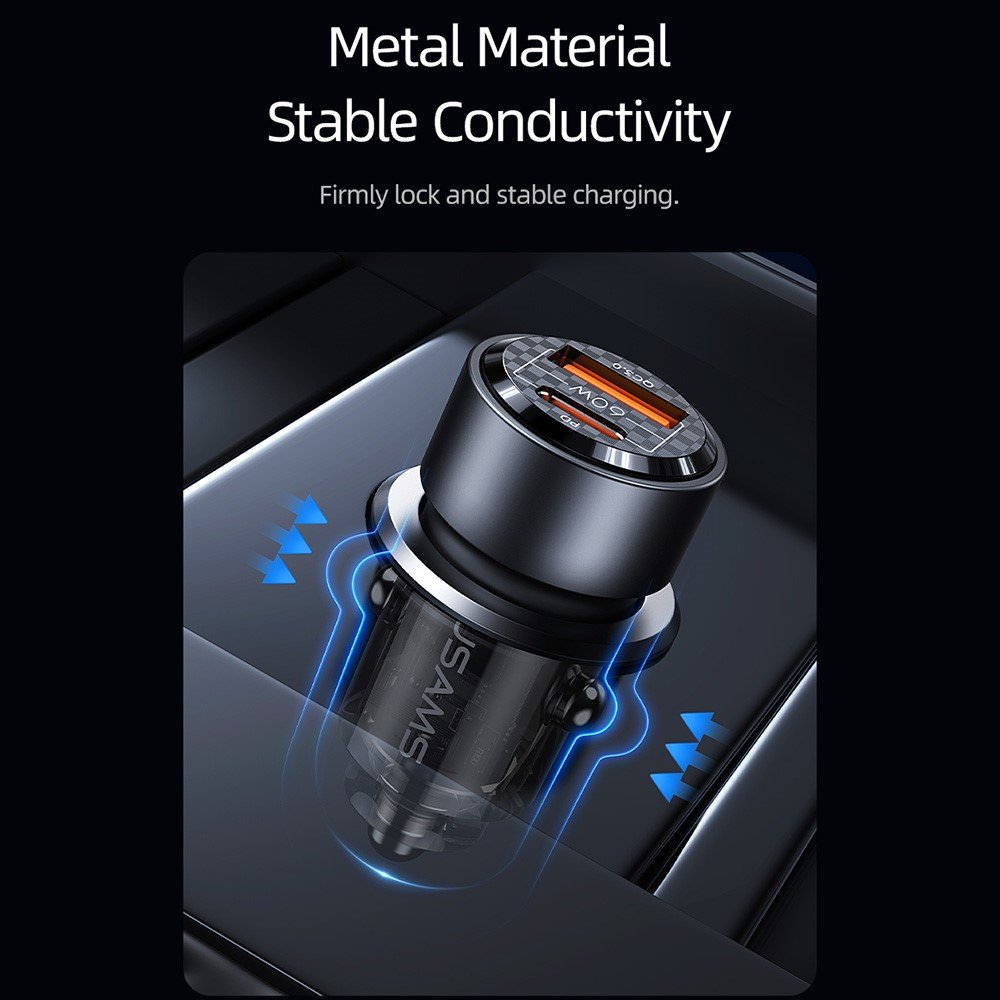 USAMS US-CC208 C39 60W A+C Dual Port Fast Charging Car Charger - Image 8