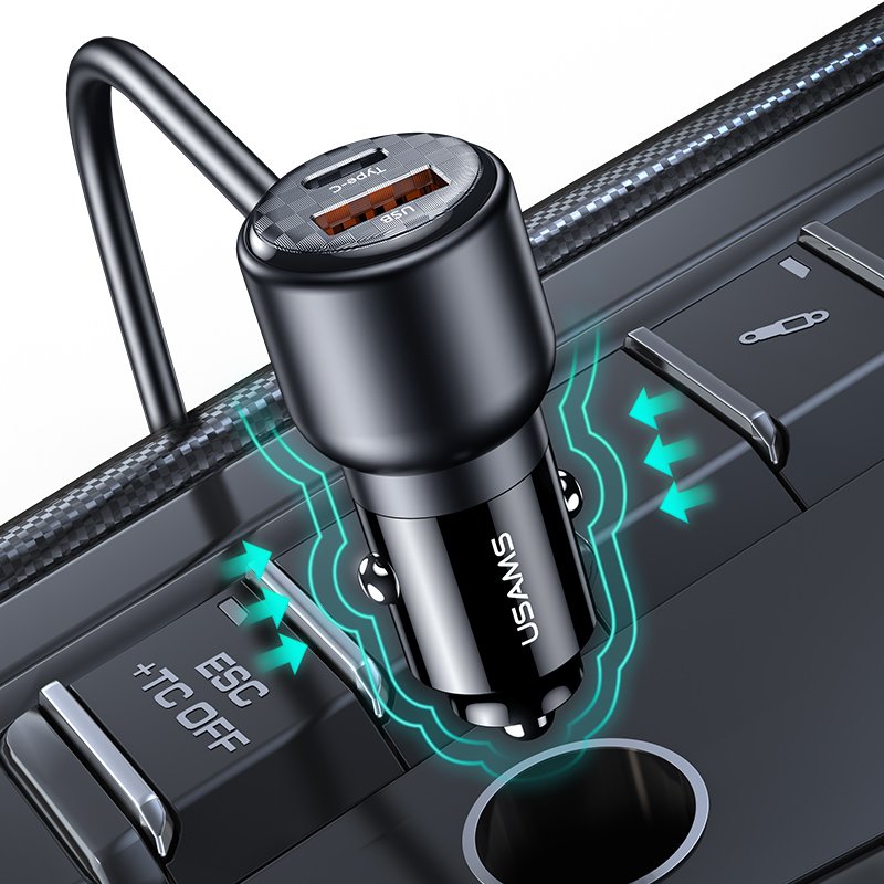 USAMS US-CC213 C40 165W 2C+3A PPS 5 Ports Digital Display Fast Car Charger - Image 7