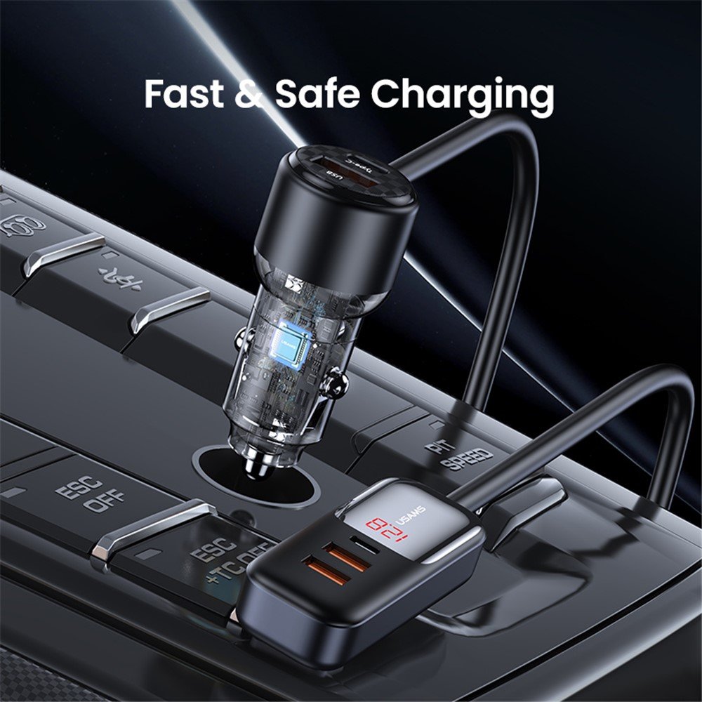 USAMS US-CC213 C40 165W 2C+3A PPS 5 Ports Digital Display Fast Car Charger - Image 10